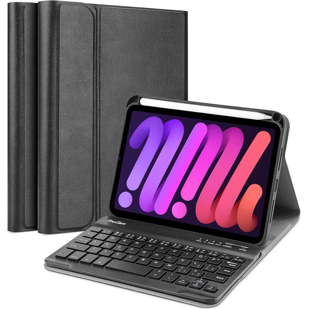 image:imageProCase Keyboard Case for iPad mini 7 A17 Pro 2024 iPad mini 6 2021 Detachable Wireless Keyboard Protective Cover Cases for 83 Inch iPad mini 7th 6th Generation Gen Keyboard Case Black