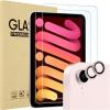 ProCase 2 Pack Screen Protector for iPad Mini 7th(A17 Pro) 2024/Mini 6th Generation 8.3″ 2021 + 2 Pack Camera Lens Protector Matching iPad Colors, Tempered Glass Film for Mini 7 6 8.3 Inch -Purple(Pink)