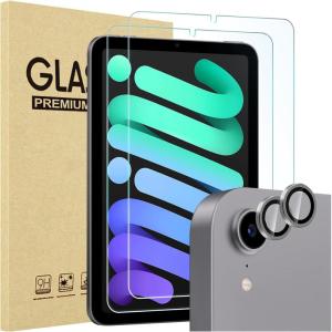 ProCase 2 Pack Screen Protector for iPad Mini 7th(A17 Pro) 2024/Mini 6th Generation 8.3″ 2021 + 2 Pack Camera Lens Protector Matching iPad Colors, Tempered Glass Film for Mini 7 6 8.3 Inch -Purple(Gray)