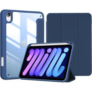ProCase Smart Case for iPad mini 7th(A17 Pro) 2024 / Mini 6th Generation 8.3″ 2021, Protective Cover with Pencil Holder for iPad mini 7 6 8.3 Inch (A2993 A2995 A2567 A2568 A2569) -Navy(Navy)