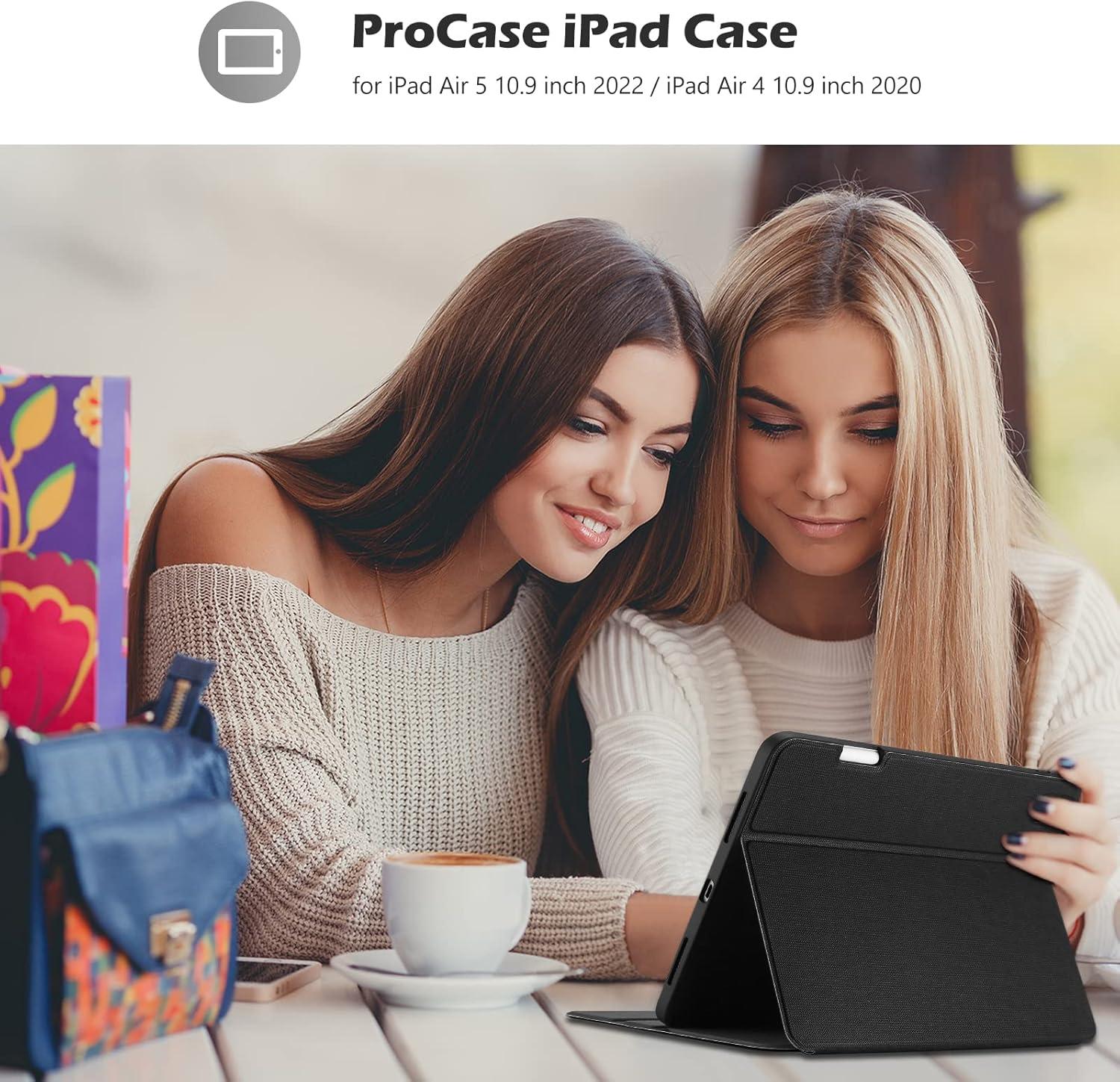 image:imageProCase Slim Case for iPad Air 11inch M4M3 20262025 amp M2 2024109 54th 20222020 Smart FolioStand Protective Cover with Pencil Holder for Air 7th6th5th4th Gen TealBlack