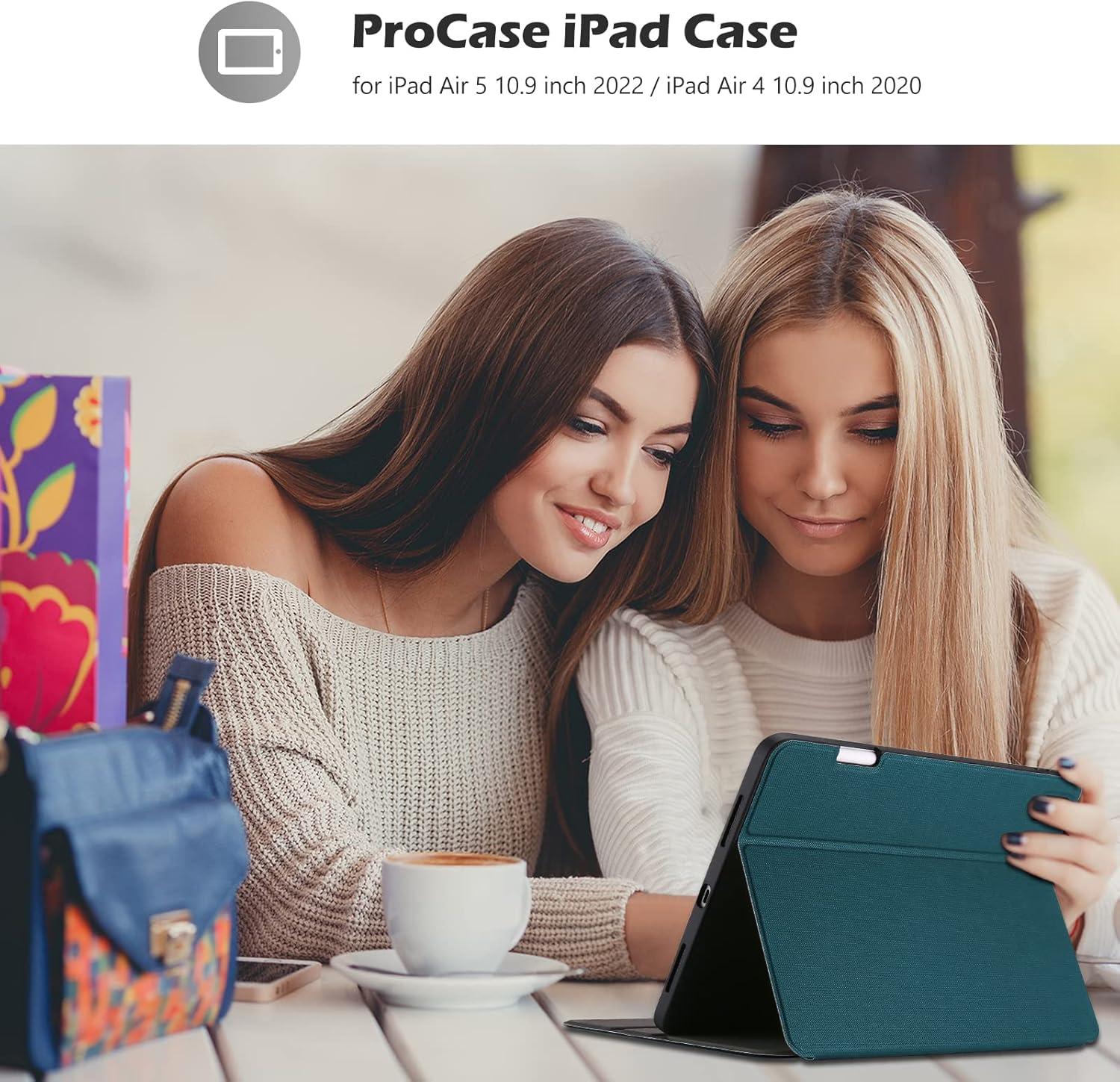 image:imageProCase Slim Case for iPad Air 11inch M4M3 20262025 amp M2 2024109 54th 20222020 Smart FolioStand Protective Cover with Pencil Holder for Air 7th6th5th4th Gen TealTeal