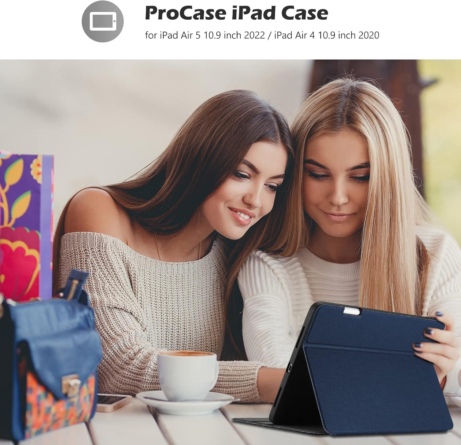 image:imageProCase Slim Case for iPad Air 11inch M4M3 20262025 amp M2 2024109 54th 20222020 Smart FolioStand Protective Cover with Pencil Holder for Air 7th6th5th4th Gen TealNavy