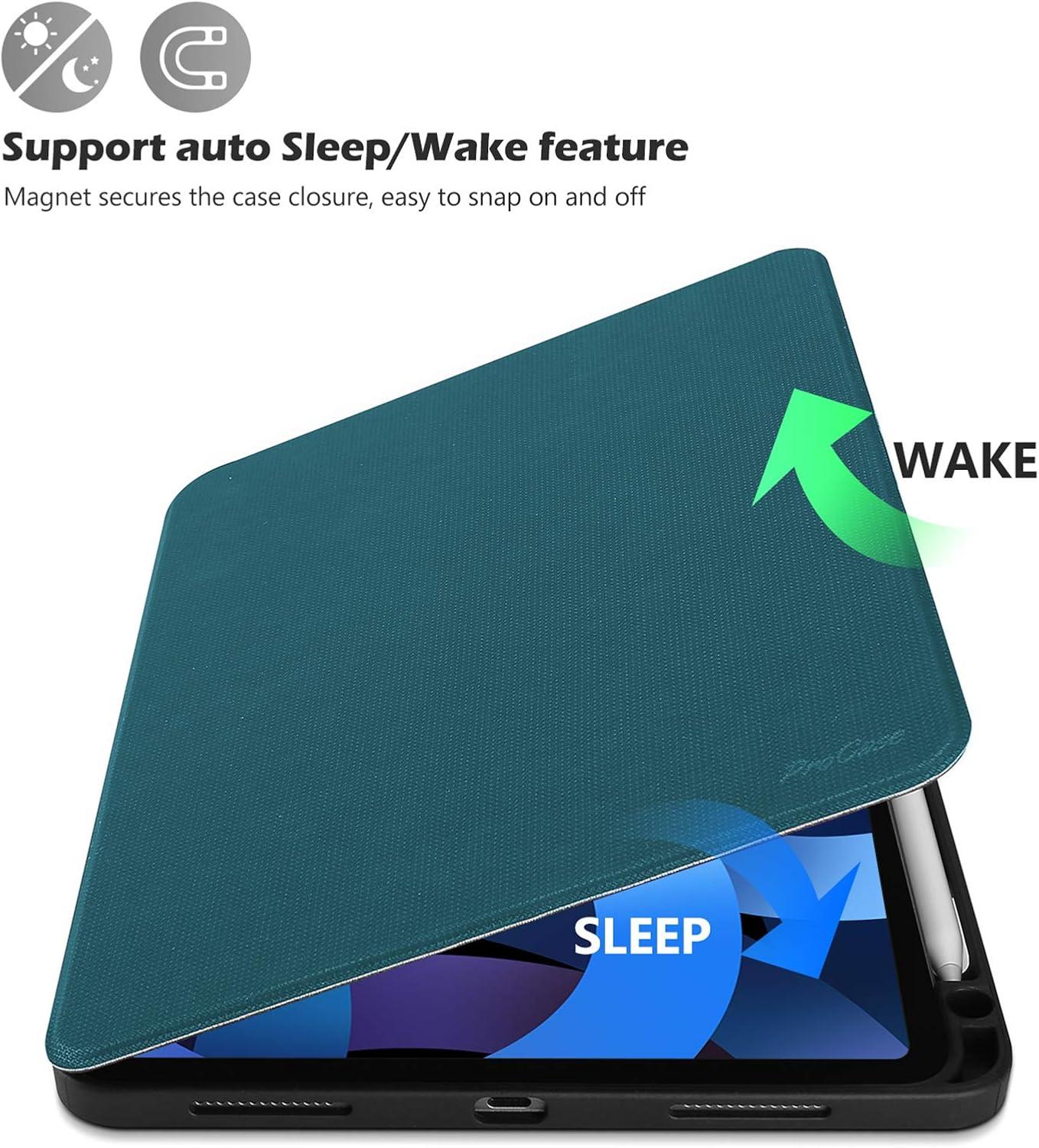 image:imageProCase Slim Case for iPad Air 11inch M4M3 20262025 amp M2 2024109 54th 20222020 Smart FolioStand Protective Cover with Pencil Holder for Air 7th6th5th4th Gen TealTeal