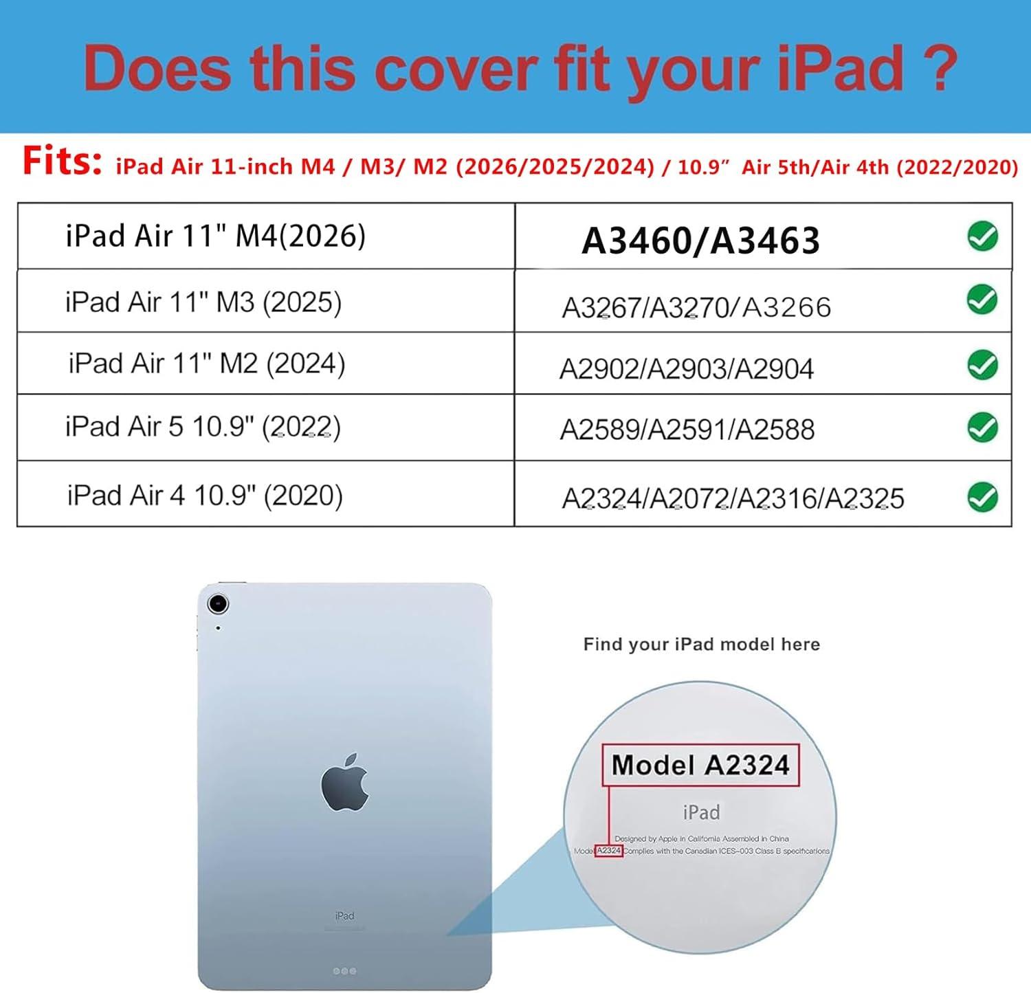 image:imageProCase Slim Case for iPad Air 11inch M4M3 20262025 amp M2 2024109 54th 20222020 Smart FolioStand Protective Cover with Pencil Holder for Air 7th6th5th4th Gen TealTeal