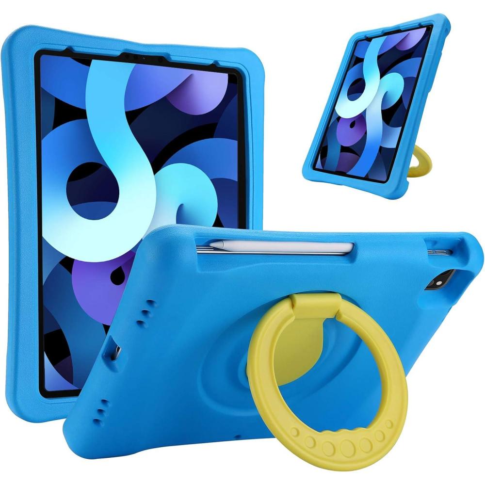 image:imageProCase Kids Case for iPad Air 109 5th Gen 20224th Gen 2020iPad Pro 11 20202018 Shockproof Rotate Handle Fold Stand Lightweight Kids Friendly Case BlueBlue