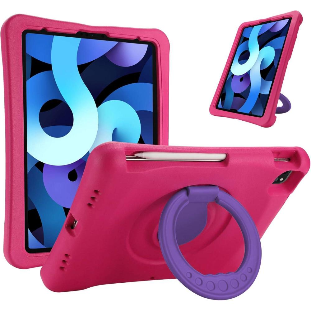 image:imageProCase Kids Case for iPad Air 109 5th Gen 20224th Gen 2020iPad Pro 11 20202018 Shockproof Rotate Handle Fold Stand Lightweight Kids Friendly Case BlueMagenta