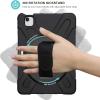 ProCase Rugged Case for iPad Air 11 inch (M2) 2024/ Air 5th / 4th Gen 10.9″, Heavy Duty Shockproof Cover with Hand Strap 360 Degree Rotatable Kickstand -Black(Black)