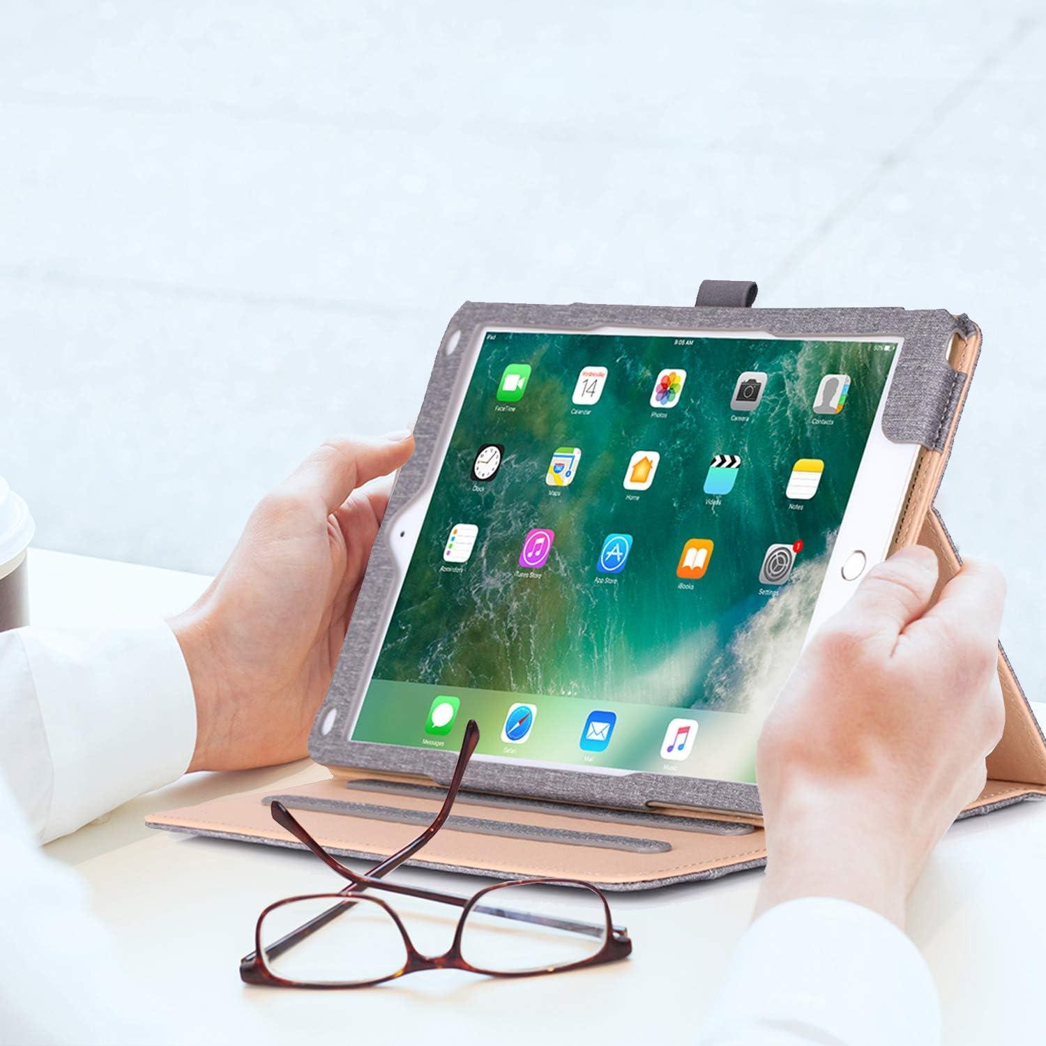 image:imageProCase Case for iPad Air 3rd Gen 105 2019iPad Pro 105 2017 Vintage PU Leather Stand Folio Cover for iPad Air 3iPad Pro 105inch Multiple Viewing Angles with Pencil Holder BlackGrey
