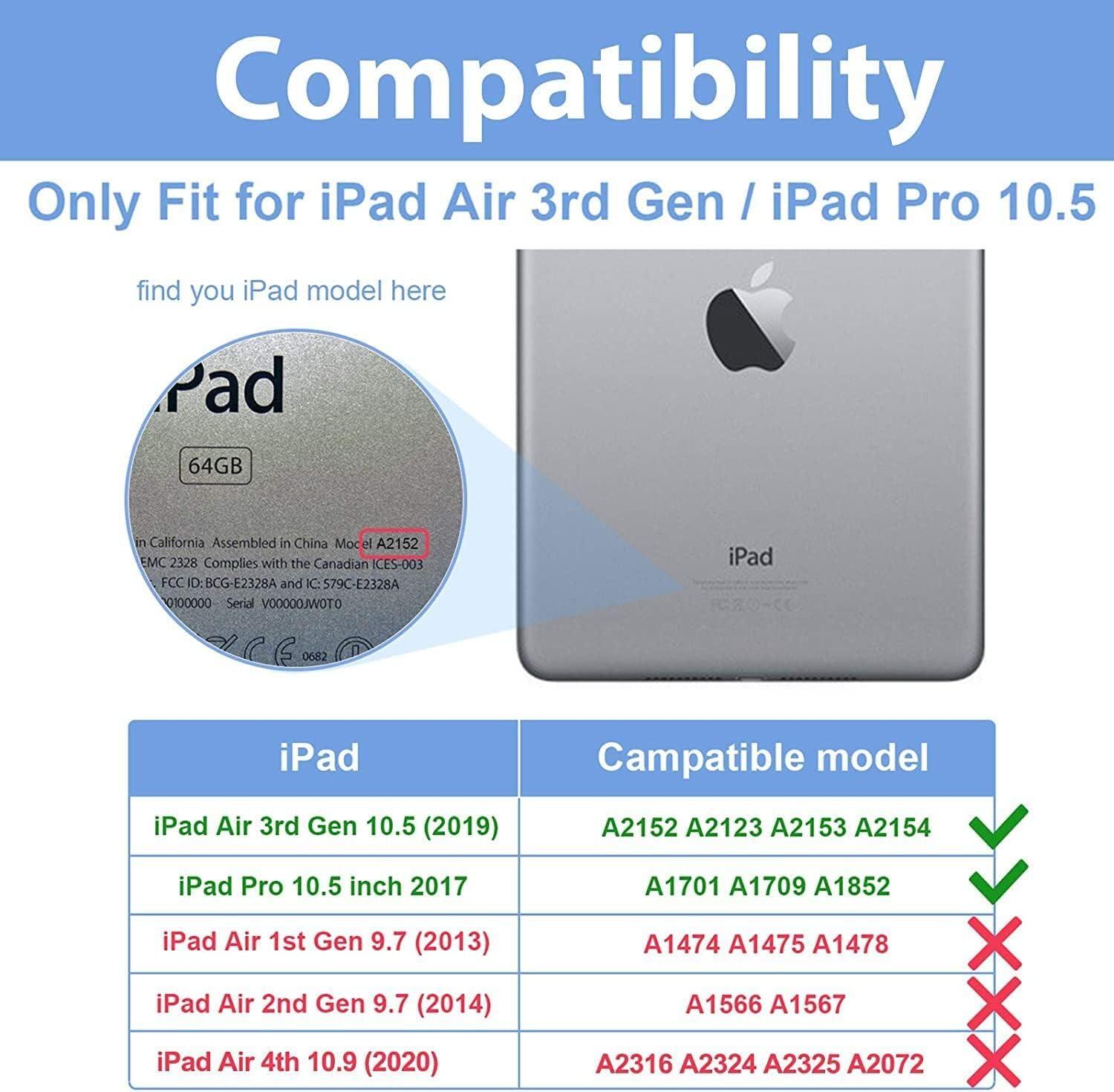 image:imageProCase Case for iPad Air 3rd Gen 105 2019iPad Pro 105 2017 Vintage PU Leather Stand Folio Cover for iPad Air 3iPad Pro 105inch Multiple Viewing Angles with Pencil Holder BlackGrey