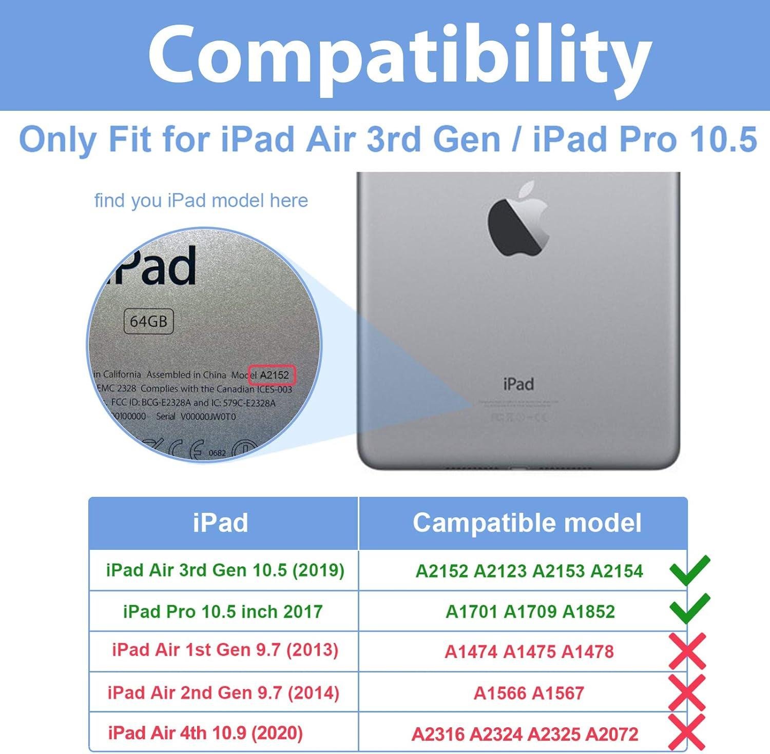 image:imageProCase Case for iPad Air 3rd Gen 105 2019iPad Pro 105 2017 Vintage PU Leather Stand Folio Cover for iPad Air 3iPad Pro 105inch Multiple Viewing Angles with Pencil Holder BlackNavy