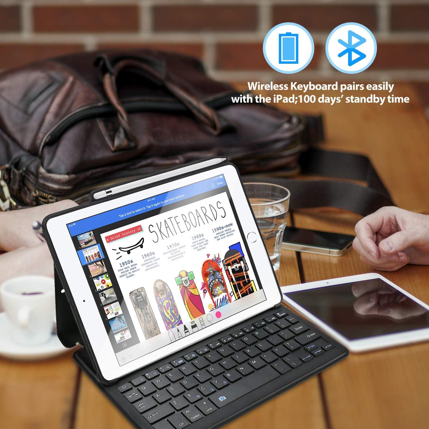 image:imageProCase Keyboard Case for iPad Air 105 3rd Gen 2019 iPad Pro 105 2017 with Builtin Apple Pencil Holder Slim Lightweight Folio Stand Protective Smart Cover with Wireless Keyboard Black