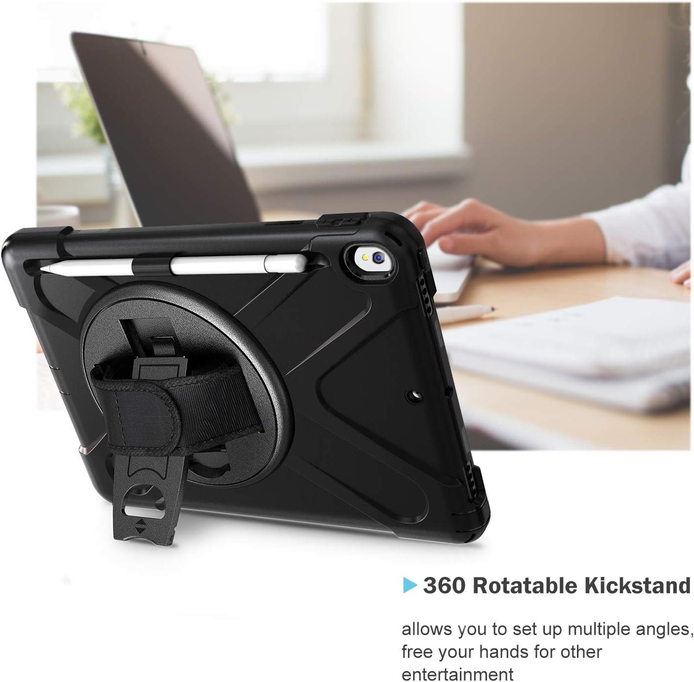 image:imageProCase Rugged Heavy Duty Case for iPad Air 3 105 2019 iPad Pro 105 2017 Shockproof Protective Cover with Rotating Kickstand for iPad Air 3rd Gen 105 2019 iPad Pro 105 2018 Black