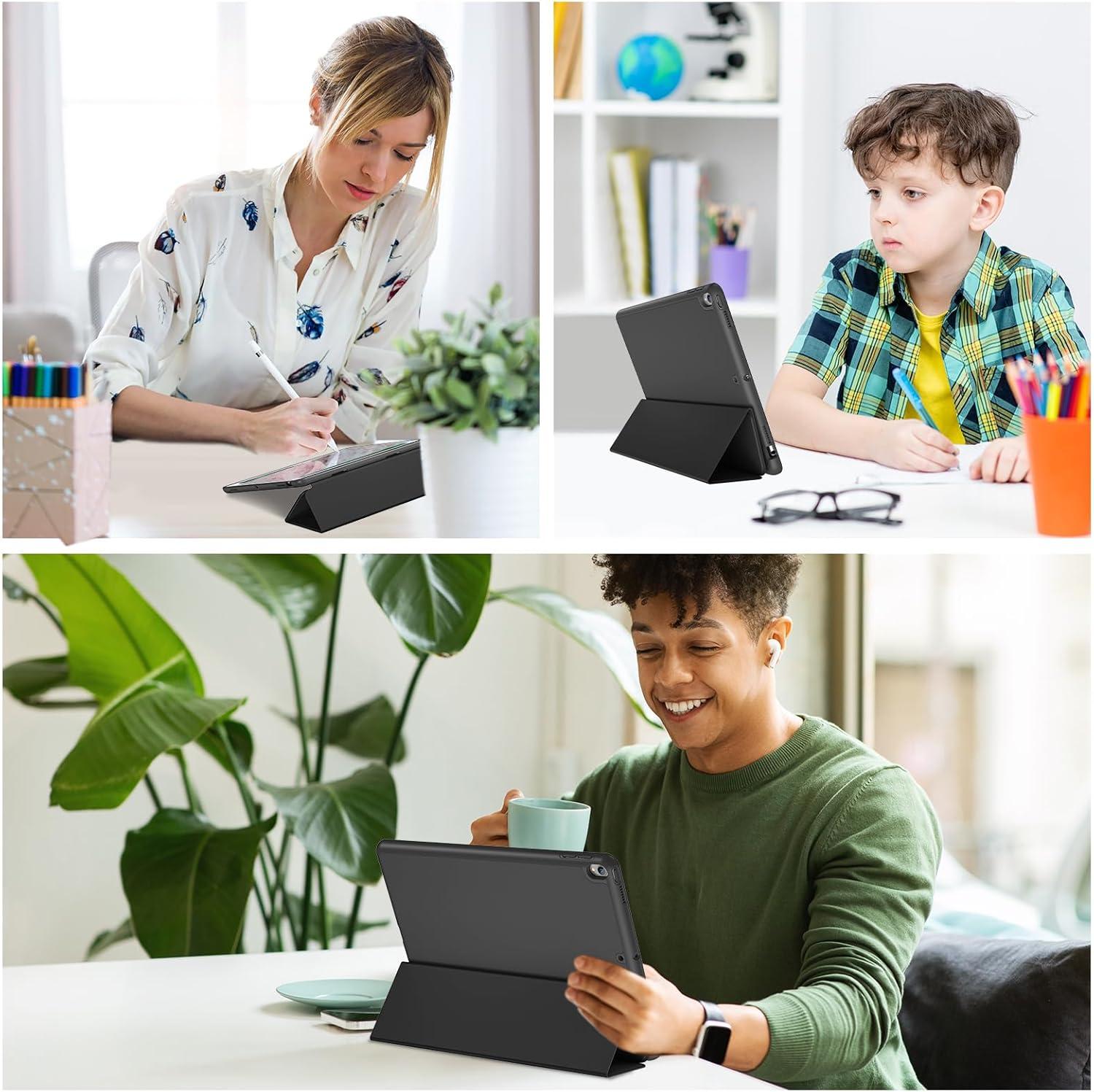 image:imageProCase Smart Casefor 105 iPad Air 3rd Generation 2019 iPad Pro 2017 Slim Stand Cover with Translucent Frosted Back for iPad Air 3 SilverDark Black