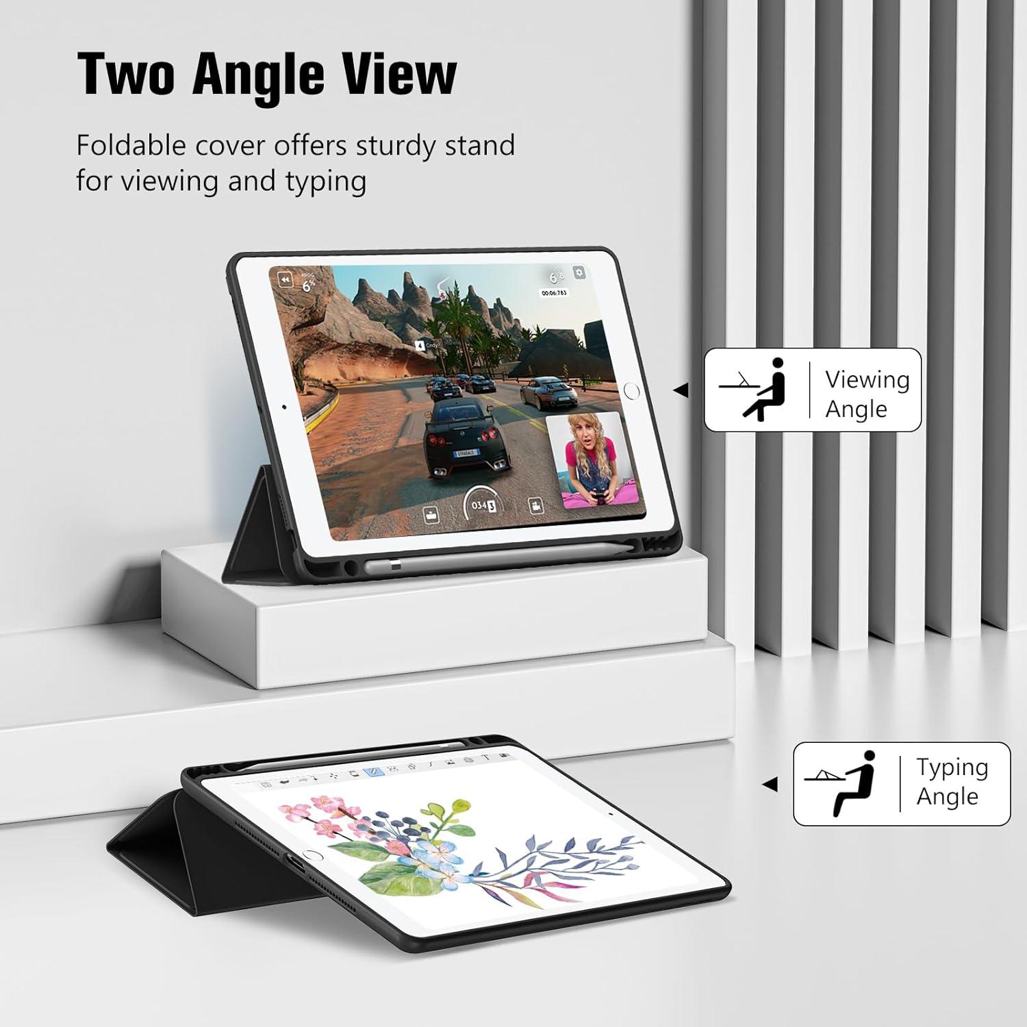 image:imageProCase Smart Casefor 105 iPad Air 3rd Generation 2019 iPad Pro 2017 Slim Stand Cover with Translucent Frosted Back for iPad Air 3 SilverDark Black