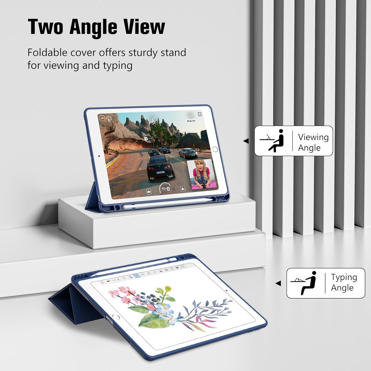 image:imageProCase Smart Casefor 105 iPad Air 3rd Generation 2019 iPad Pro 2017 Slim Stand Cover with Translucent Frosted Back for iPad Air 3 SilverNavy