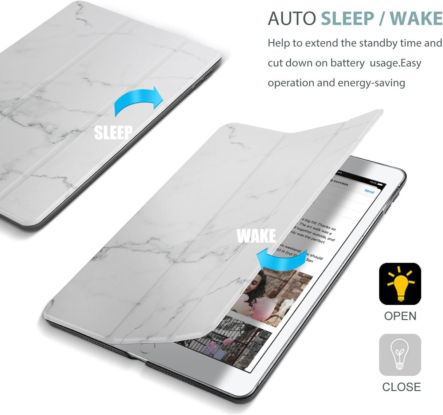 image:imageProCase Smart Casefor 105 iPad Air 3rd Generation 2019 iPad Pro 2017 Slim Stand Cover with Translucent Frosted Back for iPad Air 3 SilverWhitemarble