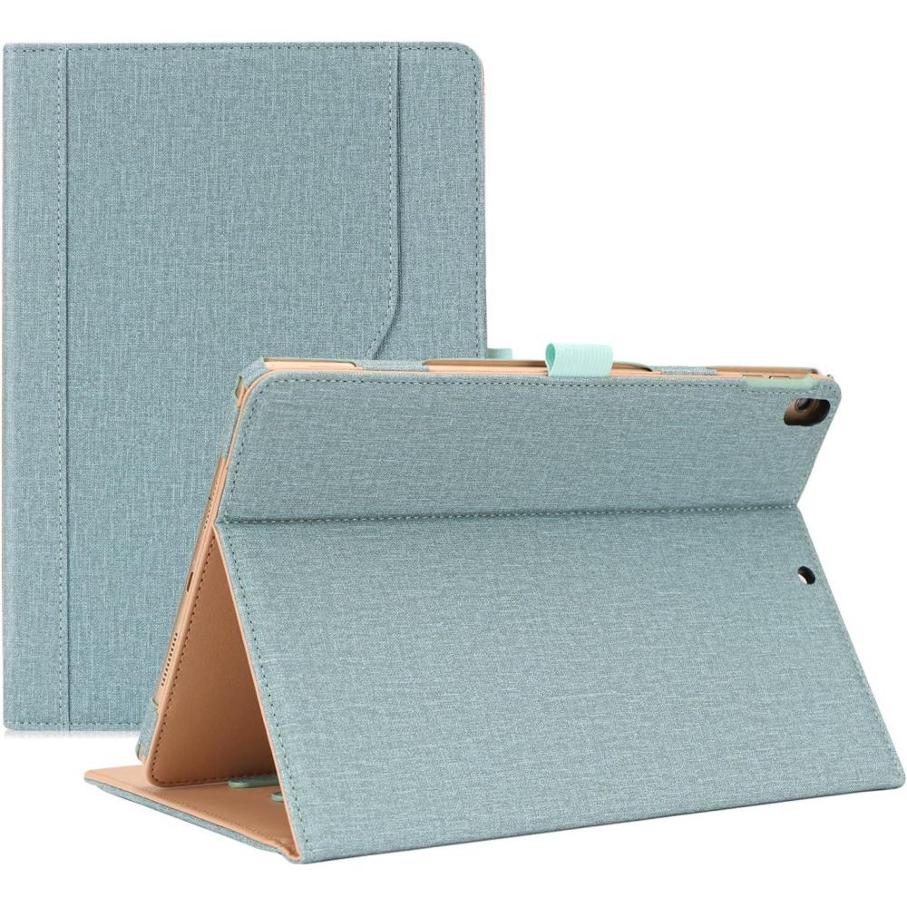 image:imageProCase Case for iPad Air 3rd Gen 105 2019iPad Pro 105 2017 Vintage PU Leather Stand Folio Cover for iPad Air 3iPad Pro 105inch Multiple Viewing Angles with Pencil Holder BlackTeal