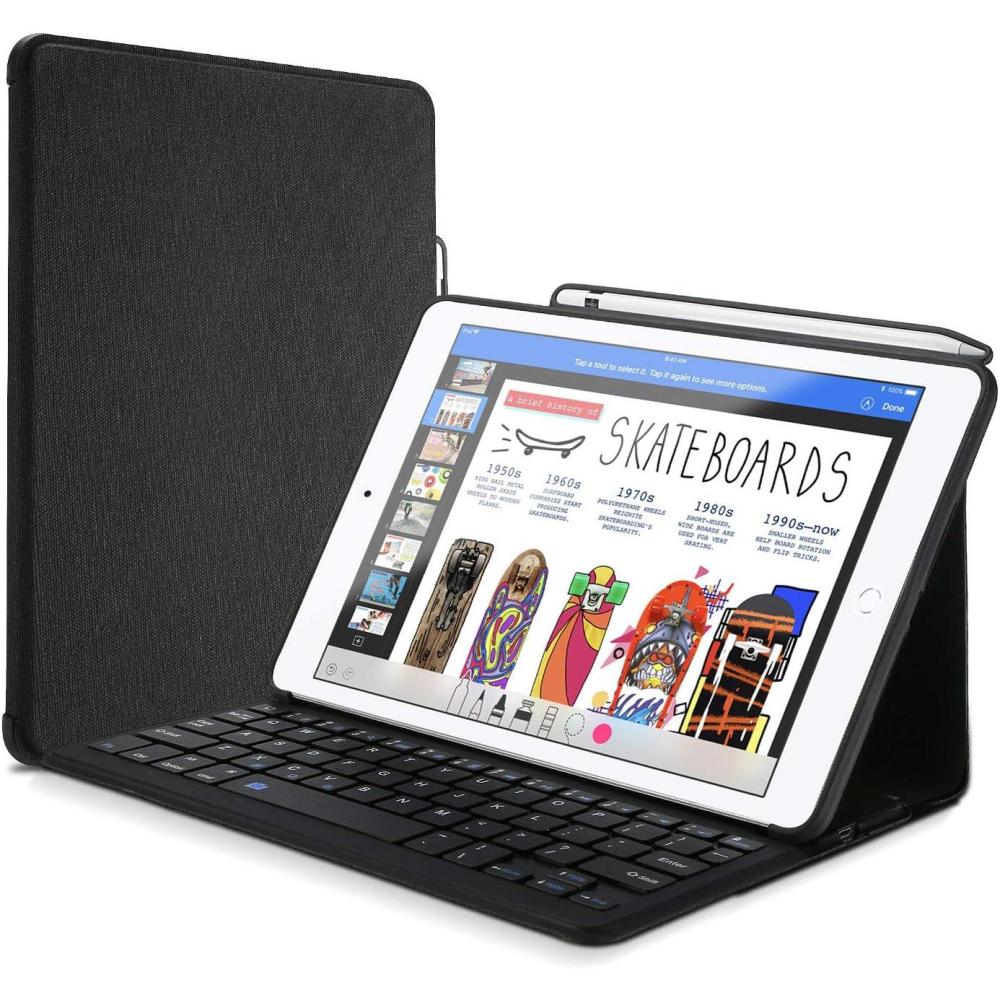 image:imageProCase Keyboard Case for iPad Air 105 3rd Gen 2019 iPad Pro 105 2017 with Builtin Apple Pencil Holder Slim Lightweight Folio Stand Protective Smart Cover with Wireless Keyboard Black