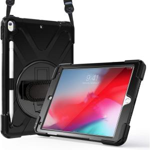 ProCase Rugged Heavy Duty Case for iPad Air 3 10.5 2019/ iPad Pro 10.5 2017, Shockproof Protective Cover with Rotating Kickstand for iPad Air (3rd Gen) 10.5″ 2019/ iPad Pro 10.5″ 2018 Black