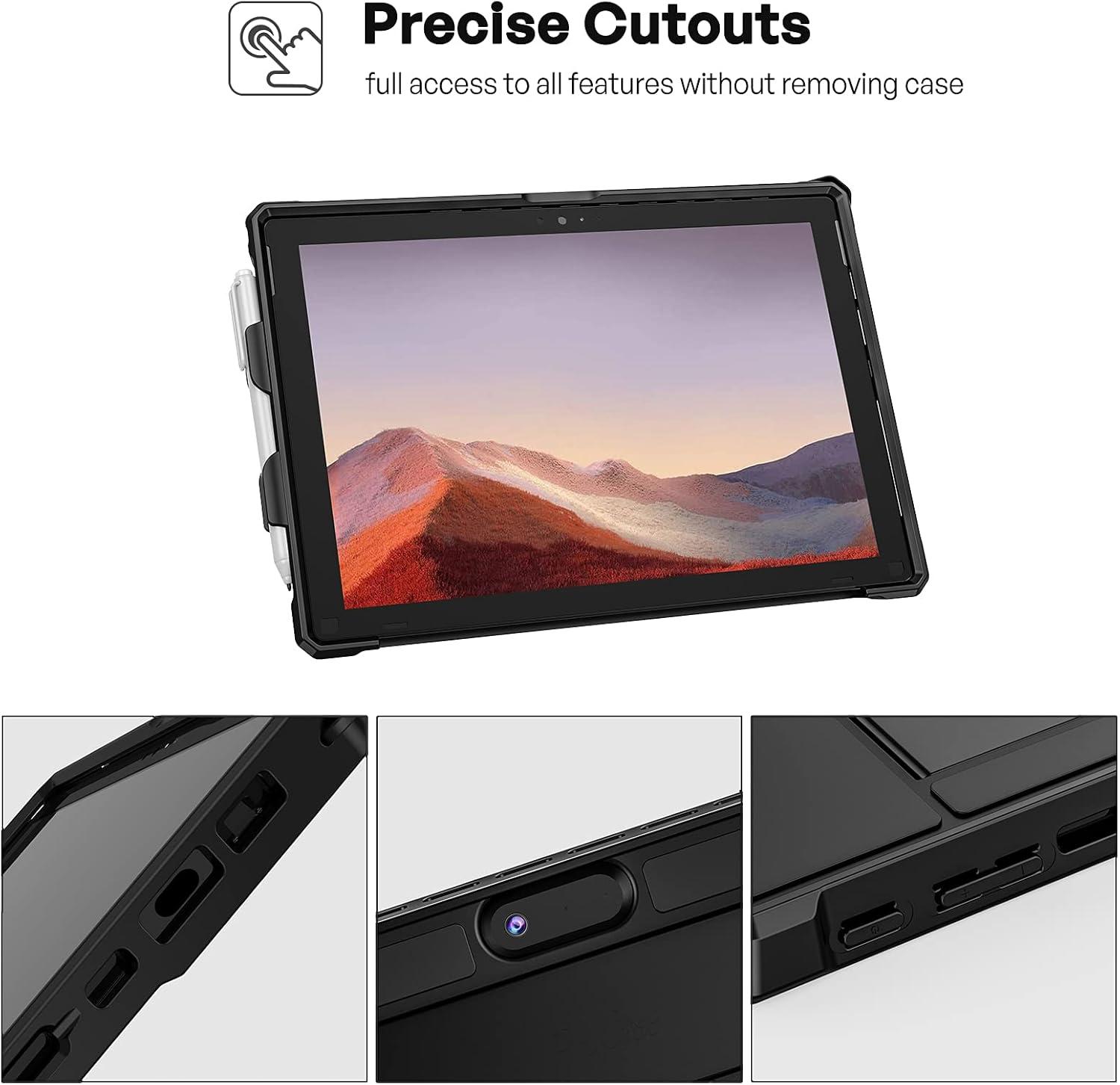 image:imageProCase Case for 123 Inch Surface Pro 7 Plus Pro 7 Pro 6 Pro 5 Pro 4 Pro LTE Heavy Duty Case Rugged Shockproof Protective Case with Pen Holder Grip BlackBlack