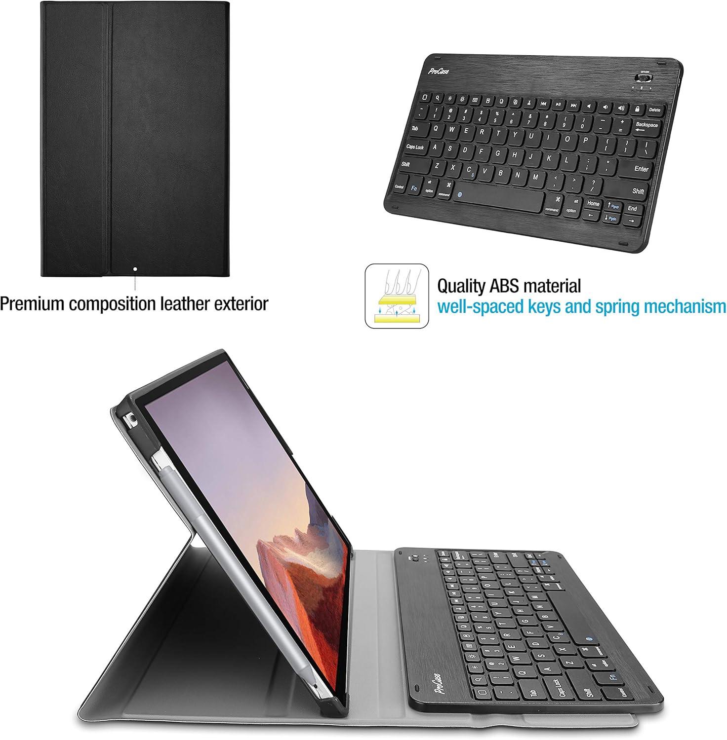 image:imageProCase Keyboard Case for Surface Pro 7 2019 Pro 6 2018 Pro 5 2017 Pro 4 2015 123 Inch Tablet Slim Lightweight Smart Cover with Magnetically Detachable Wireless Keyboard Black