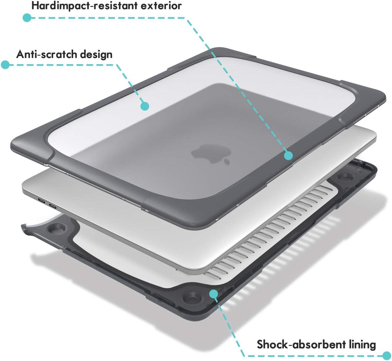 image:imageProCase for MacBook Pro 13 2019201820172016 A2159 A1989 A1706 A1708 Heavy Duty Hard Shell Protective Cover with Fold Kickstand withWithout Touch Bar GreyGrey