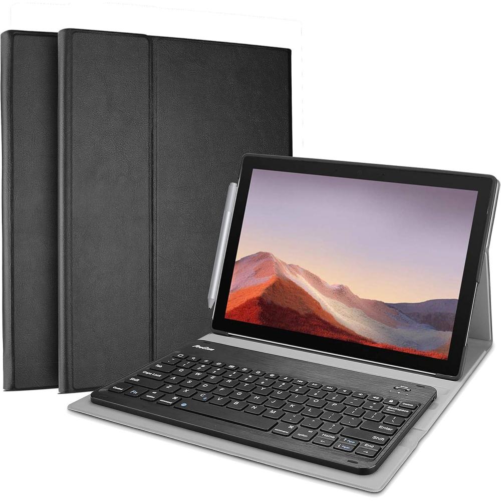 image:imageProCase Keyboard Case for Surface Pro 7 2019 Pro 6 2018 Pro 5 2017 Pro 4 2015 123 Inch Tablet Slim Lightweight Smart Cover with Magnetically Detachable Wireless Keyboard Black