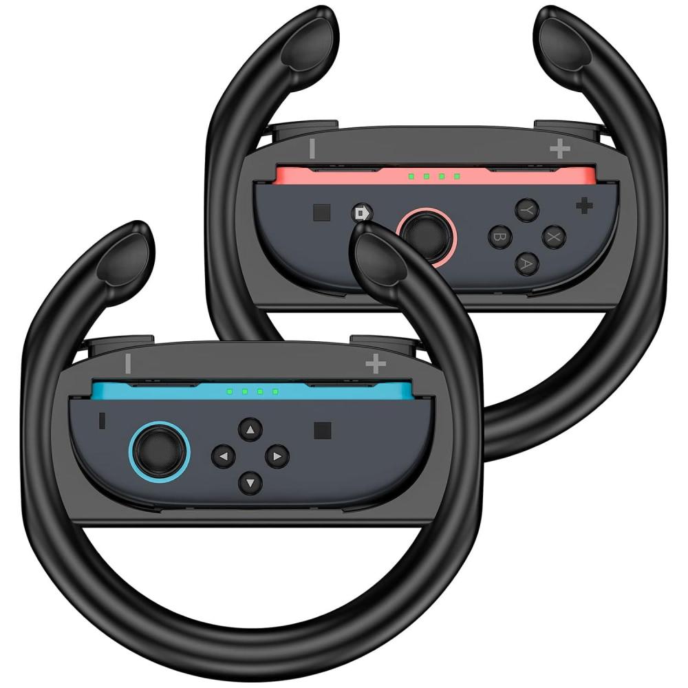 image:imageProCase Steering Wheels for Nintendo Switch 2 JoyCons Controllers Switch 2025 JoyCon 2 Attachment controller driving wheel Accessories for Racing Games 2 Pack Black