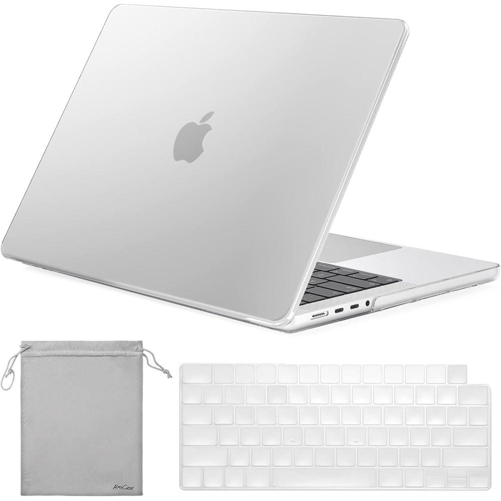 image:imageProCase for MacBook Pro 16 inch Case 20262021 M5 M4 M3 M2 M1 ProMax Slim Hard Shell Case Keyboard Cover Storage Bag for MacBook Pro 16 A3403 A3186 A2991 A2780 A2485 CrystalCrystal