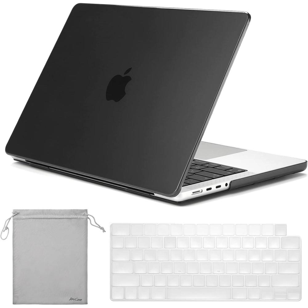 image:imageProCase for MacBook Pro 16 inch Case 20262021 M5 M4 M3 M2 M1 ProMax Slim Hard Shell Case Keyboard Cover Storage Bag for MacBook Pro 16 A3403 A3186 A2991 A2780 A2485 CrystalBlack