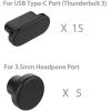 ProCase Anti Dust Dirt Plug for MacBook Pro 16″/MacBook Pro 14 2021/MacBook Pro 13 2016-2020/MacBook Air 13″ 2018, Silicone Port Plugs Cover Set Dust Cups for MacBook Pro 13″ 15″ 16″–Black