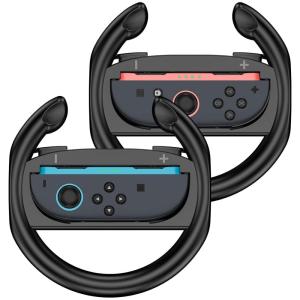 ProCase Steering Wheels for Nintendo Switch 2 JoyCons Controllers, Switch 2025 Joy-Con 2 Attachment controller driving wheel Accessories for Racing Games -2 Pack (Black)