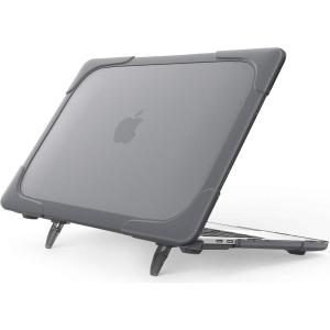 ProCase for MacBook Pro 13 2019/2018/2017/2016 A2159 A1989 A1706 A1708, Heavy Duty Hard Shell Protective Cover with Fold Kickstand with/Without Touch Bar -Grey(Grey)
