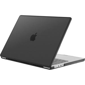 ProCase for MacBook Pro 16 Inch 2026 2025-2021 M5 M4 M3 M2 M1 Pro/Max, Translucent Hard Shell Shockproof Cover for MacBook Pro 16.2″ -Clear(Black)