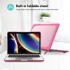 ProCase for MacBook Pro 13 Inch 2023 M2, 2022 2020 M1 A2338/ A2289/ A2251, Heavy Duty Hard Shell Case with Dual Layer Protective Cover and Kickstand for MacBook Pro 13-inch -Grey(Rosered)