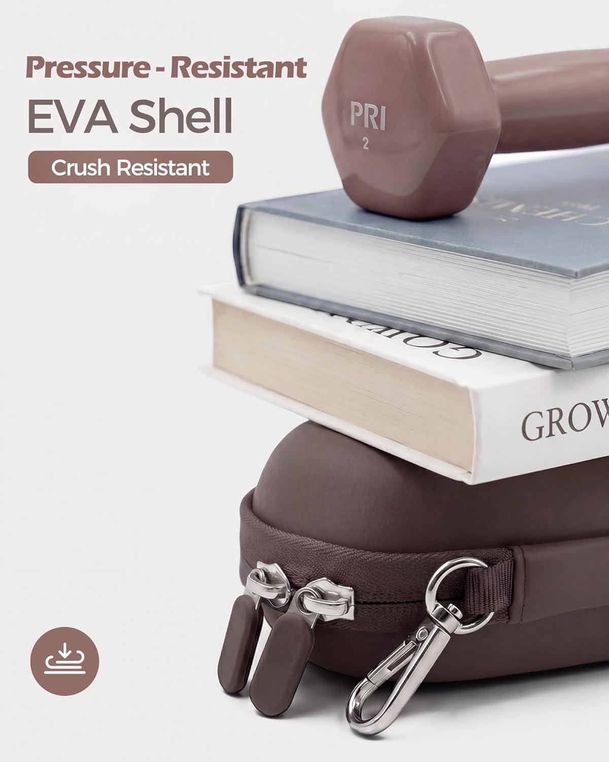 image:imageProCase Double Sunglasses Case Hard EVA Shell Shockproof Dual Eyeglass Case for Men Women with Metal Hook and Velvet Lining Travel Zipper Glasses Holder Organizer for Couple Gifts ChocolateChocolate