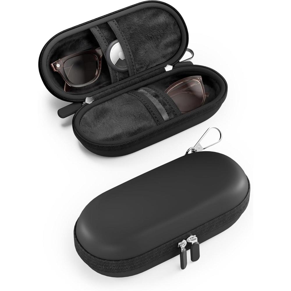 image:imageProCase Double Sunglasses Case Hard EVA Shell Shockproof Dual Eyeglass Case for Men Women with Metal Hook and Velvet Lining Travel Zipper Glasses Holder Organizer for Couple Gifts ChocolateBlack