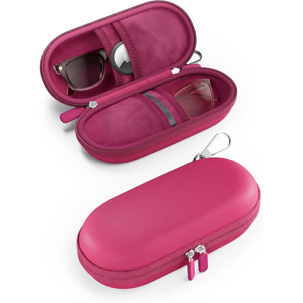 image:imageProCase Double Sunglasses Case Hard EVA Shell Shockproof Dual Eyeglass Case for Men Women with Metal Hook and Velvet Lining Travel Zipper Glasses Holder Organizer for Couple Gifts ChocolateRaspberry