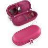 ProCase Double Sunglasses Case, Hard EVA Shell Shockproof Dual Eyeglass Case for Men Women with Metal Hook and Velvet Lining, Travel Zipper Glasses Holder Organizer for Couple Gifts -Chocolate(Raspberry)