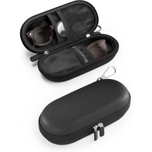 ProCase Double Sunglasses Case, Hard EVA Shell Shockproof Dual Eyeglass Case for Men Women with Metal Hook and Velvet Lining, Travel Zipper Glasses Holder Organizer for Couple Gifts -Chocolate(Black)