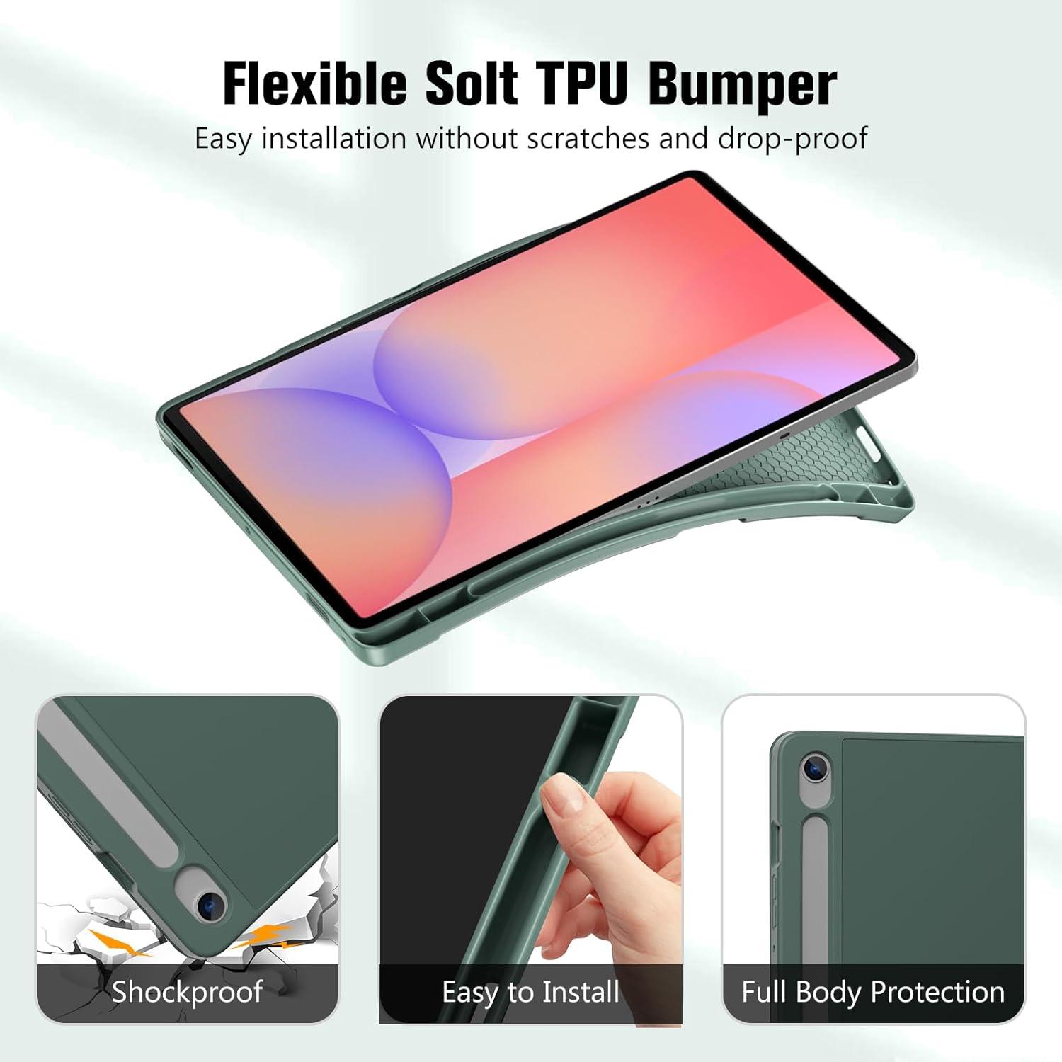 image:imageProCase Smart Case for Galaxy Tab S10 LiteS10 FES9 FE 109Inch with S Pen Holder Trifold Stand Folio Cover with Soft TPU Back for 109 Galaxy Tab S10 LiteS10 FES9 FE MatchagreenMgreen