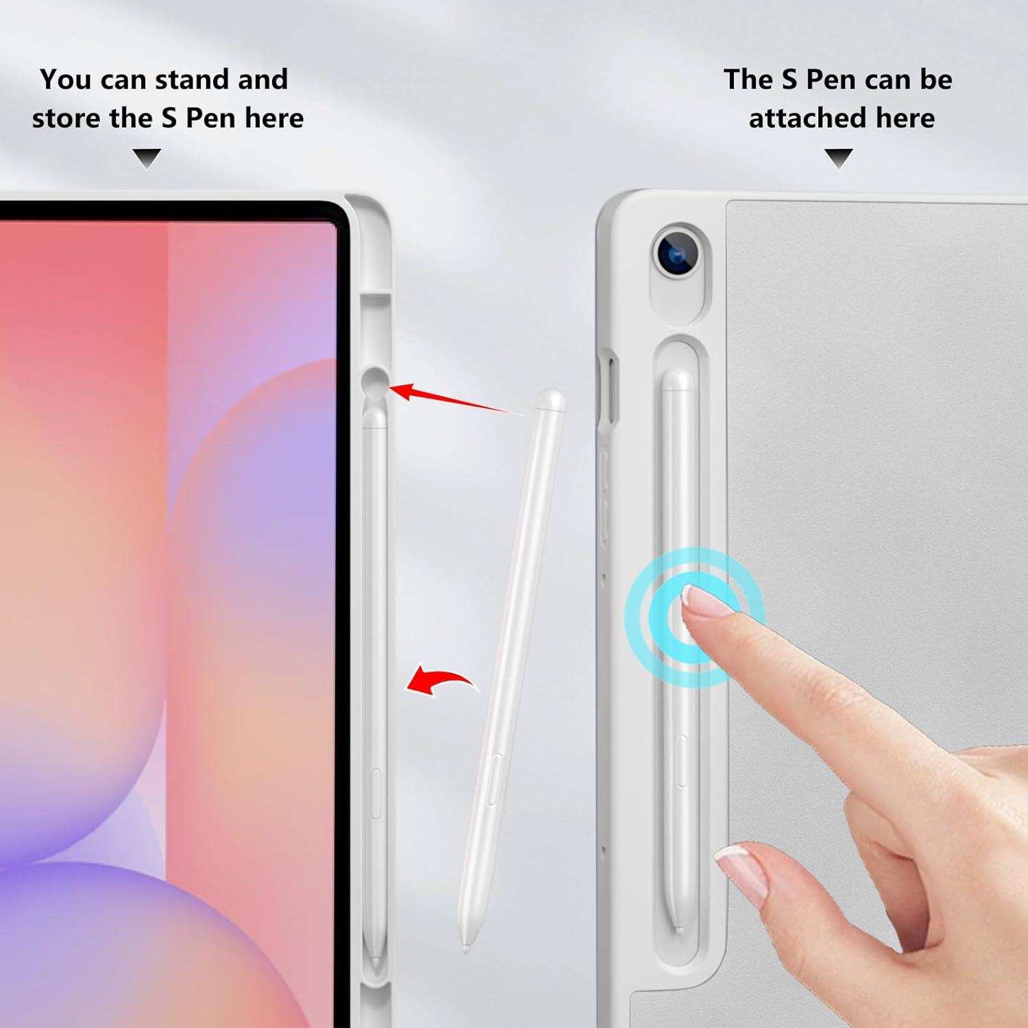 image:imageProCase Smart Case for Galaxy Tab S10 LiteS10 FES9 FE 109Inch with S Pen Holder Trifold Stand Folio Cover with Soft TPU Back for 109 Galaxy Tab S10 LiteS10 FES9 FE MatchagreenSilver