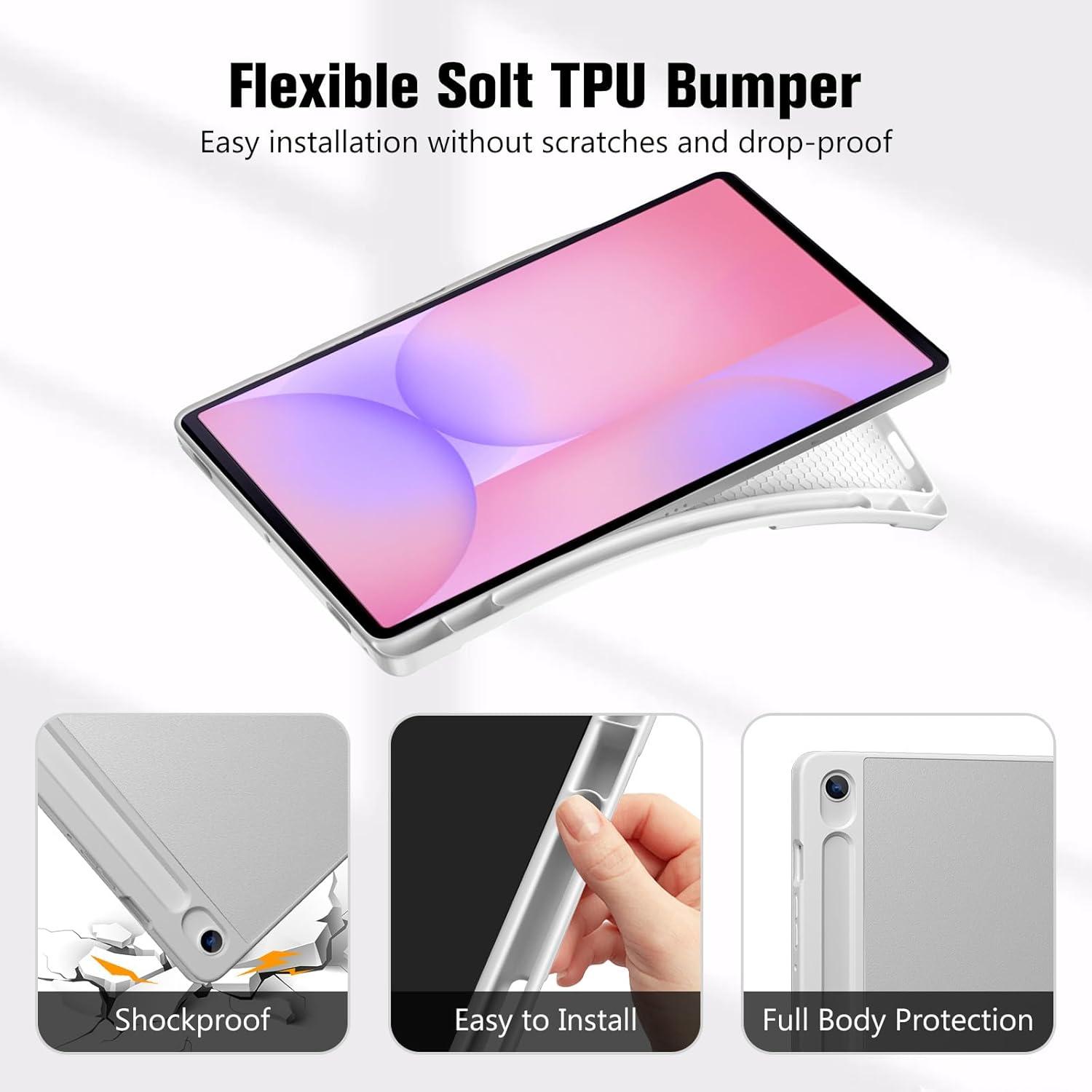 image:imageProCase Smart Case for Galaxy Tab S10 LiteS10 FES9 FE 109Inch with S Pen Holder Trifold Stand Folio Cover with Soft TPU Back for 109 Galaxy Tab S10 LiteS10 FES9 FE MatchagreenSilver