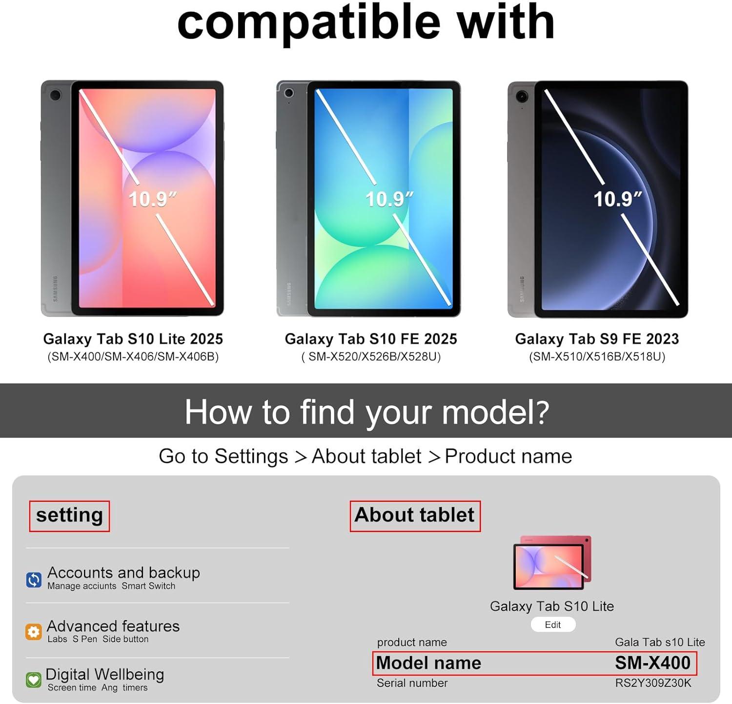 image:imageProCase Smart Case for Galaxy Tab S10 LiteS10 FES9 FE 109Inch with S Pen Holder Trifold Stand Folio Cover with Soft TPU Back for 109 Galaxy Tab S10 LiteS10 FES9 FE MatchagreenCoralred