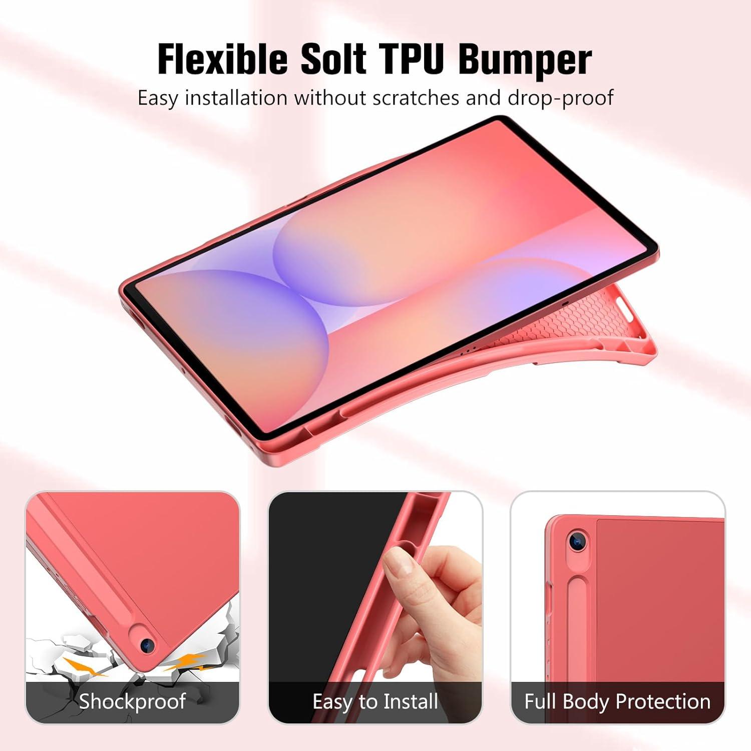 image:imageProCase Smart Case for Galaxy Tab S10 LiteS10 FES9 FE 109Inch with S Pen Holder Trifold Stand Folio Cover with Soft TPU Back for 109 Galaxy Tab S10 LiteS10 FES9 FE MatchagreenCoralred