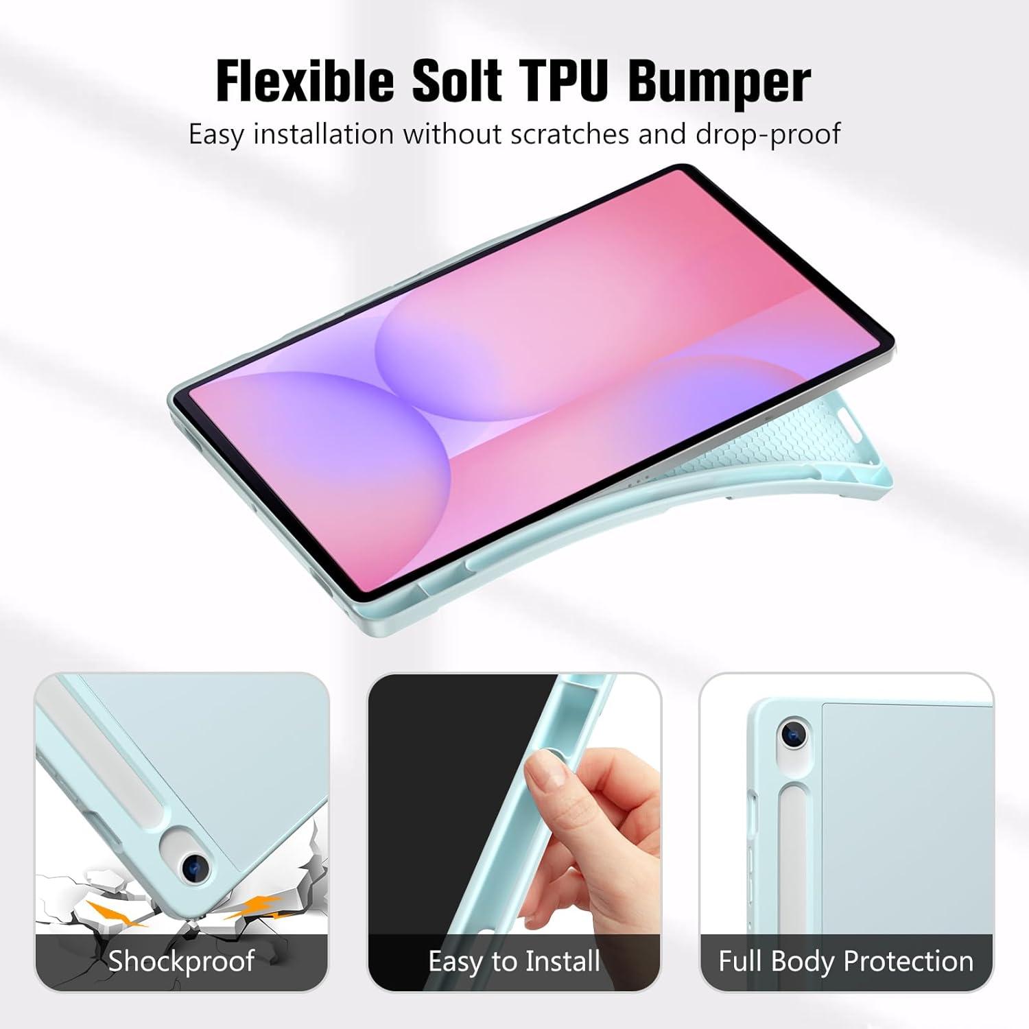 image:imageProCase Smart Case for Galaxy Tab S10 LiteS10 FES9 FE 109Inch with S Pen Holder Trifold Stand Folio Cover with Soft TPU Back for 109 Galaxy Tab S10 LiteS10 FES9 FE MatchagreenSkyblue