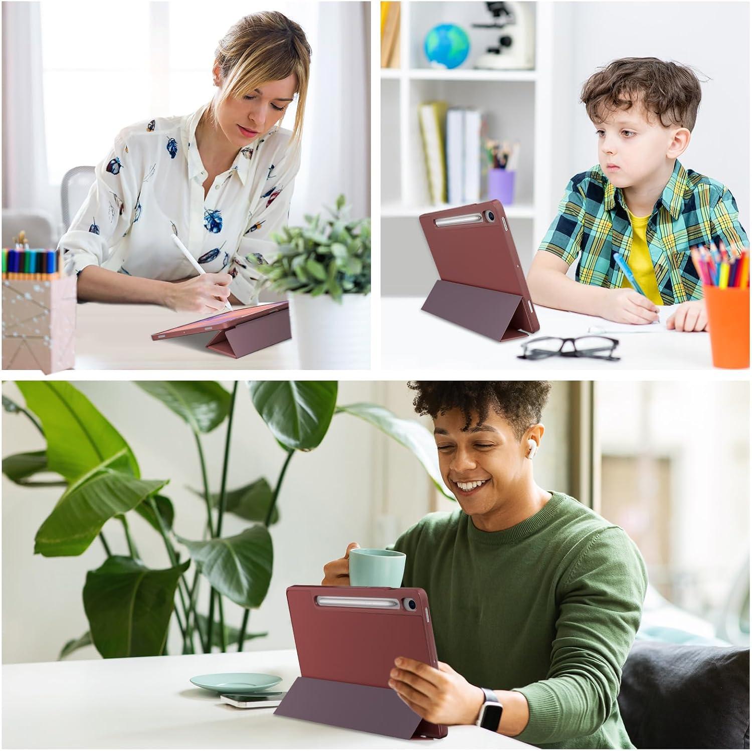 image:imageProCase Smart Case for Galaxy Tab S10 LiteS10 FES9 FE 109Inch with S Pen Holder Trifold Stand Folio Cover with Soft TPU Back for 109 Galaxy Tab S10 LiteS10 FES9 FE MatchagreenWine