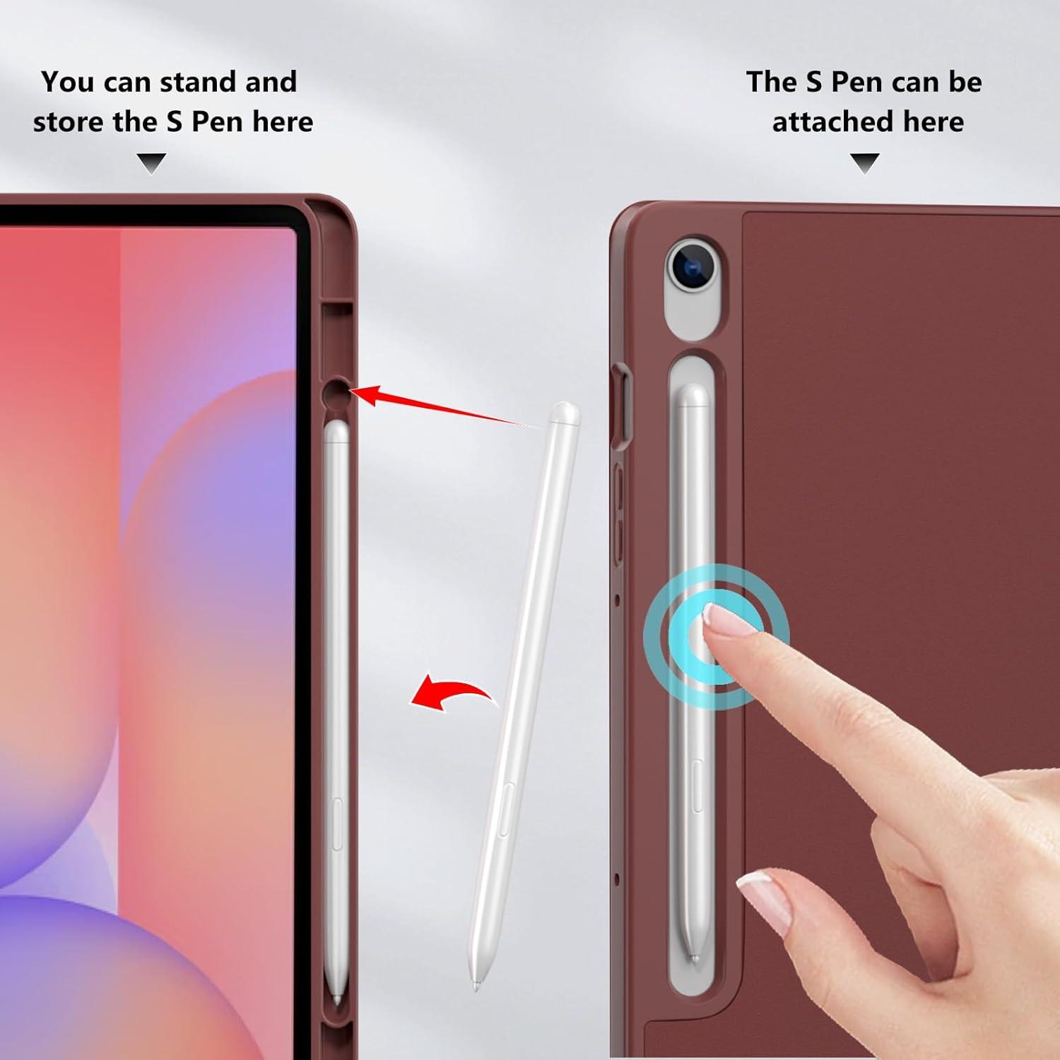 image:imageProCase Smart Case for Galaxy Tab S10 LiteS10 FES9 FE 109Inch with S Pen Holder Trifold Stand Folio Cover with Soft TPU Back for 109 Galaxy Tab S10 LiteS10 FES9 FE MatchagreenWine