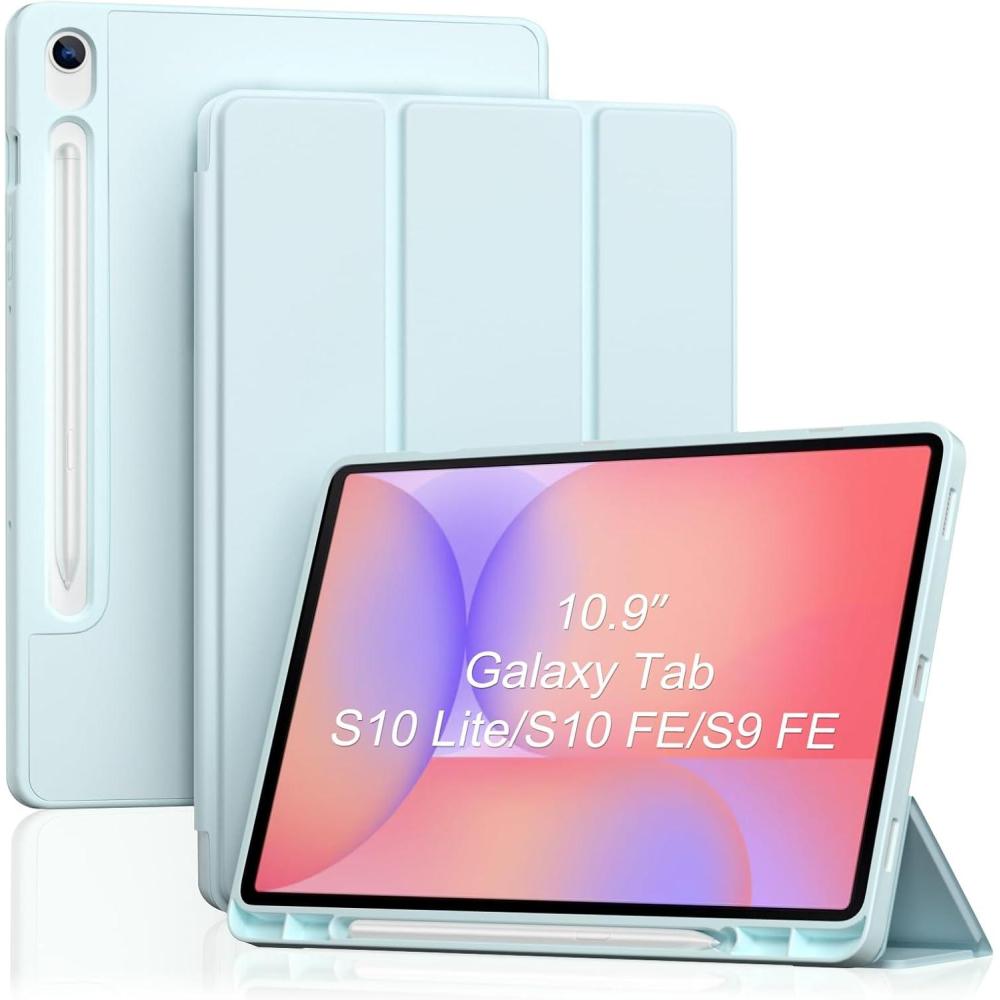 image:imageProCase Smart Case for Galaxy Tab S10 LiteS10 FES9 FE 109Inch with S Pen Holder Trifold Stand Folio Cover with Soft TPU Back for 109 Galaxy Tab S10 LiteS10 FES9 FE MatchagreenSkyblue